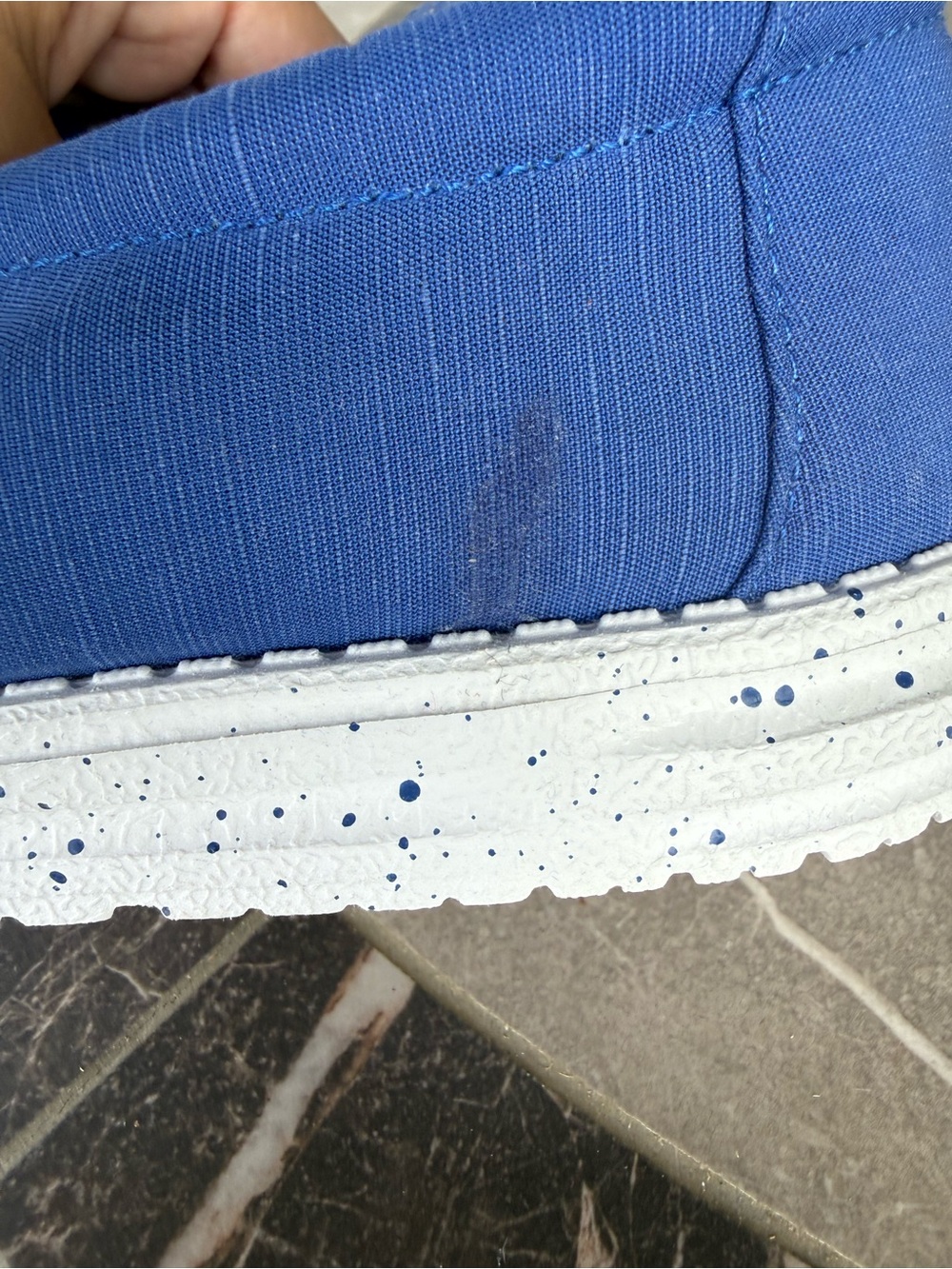 Hey Dude Royal Blue Canvas Slip-Ons with White Speckled Sole - Picture 4 of 6